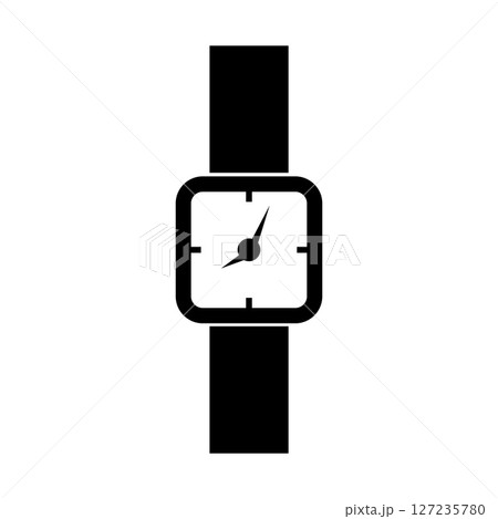 Square Watch Icon Simple Black and White Wristwatch Design 127235780