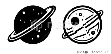 Planetary Clipart Saturn and a Dark Planet Space Astronomy Universe Illustrations 127235977