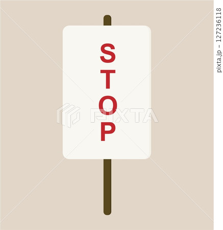 Protest sign, symbol of ban, and prohibition. Red warning, alert against violence, racism, and Protest sign, symbol of ban, and prohibition. Red warning, alert against violence, racism, and 127236118