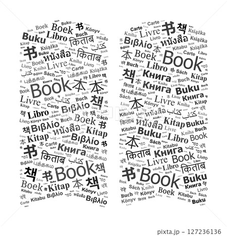 Book Word Cloud Illustration in Multiple Languages 127236136