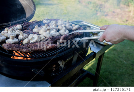 Close-up view of grilled mushrooms 127236171