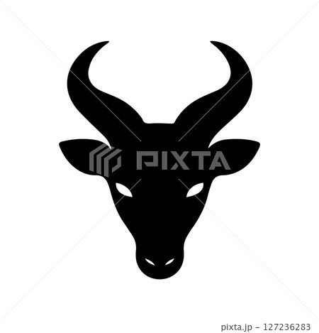 Black Silhouette of a Goat Head 127236283