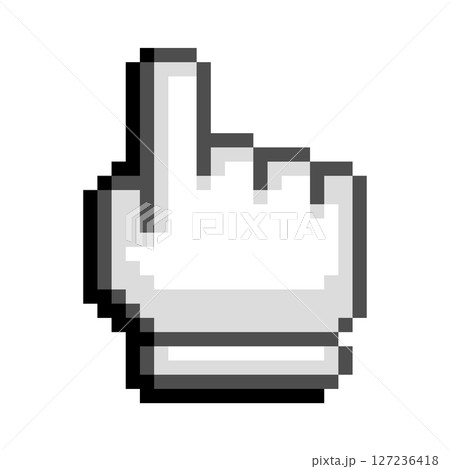 Vector pixel art white hand cursor with bold...のイラスト素材 [127236418] - PIXTA