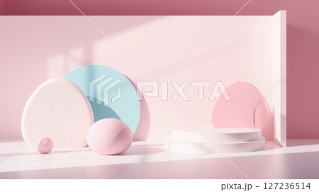 Soft Pastel Display with Spheres and Circles Soft Pastel Display with Spheres and Circles 127236514