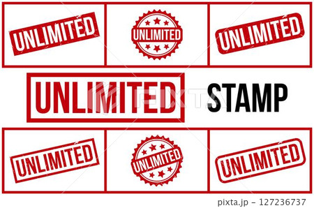 Unlimited Stamp. Red Unlimited Rubber grunge Stamp set Unlimited Stamp. Red Unlimited Rubber grunge Stamp set 127236737