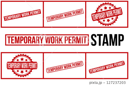 Temporary Work Permit rubber grunge stamp set vector 127237203