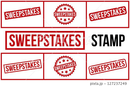 Sweepstakes Stamp. Red Sweepstakes Rubber grunge Stamp set 127237249