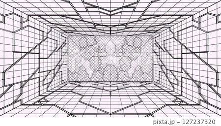 Futuristic low poly sci-fi laboratory or spaceship corridor with neon light. Vector illustration Futuristic low poly sci-fi laboratory or spaceship corridor with neon light. Vector illustration 127237320