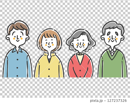 Illustration of couples of various ages, upper body, vector Illustration of couples of various ages, upper body, vector 127237326