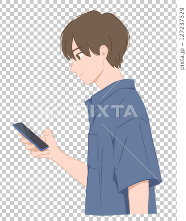 一名男子手持智慧型手機的插圖 一名男子手持智慧型手機的插圖 127237329