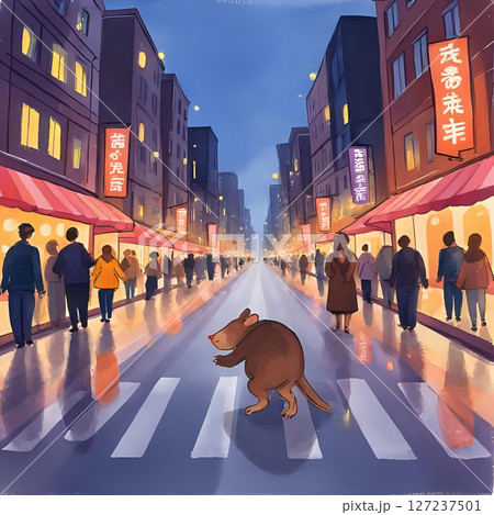 繁華街の夜景 127237501