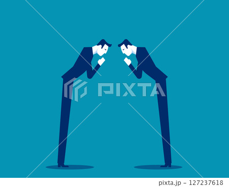 Bowing respectfully before each other 127237618