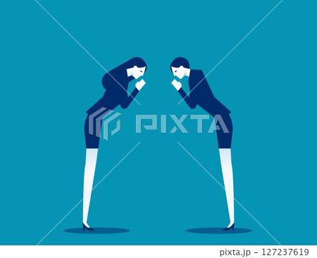 Bowing respectfully before each other 127237619