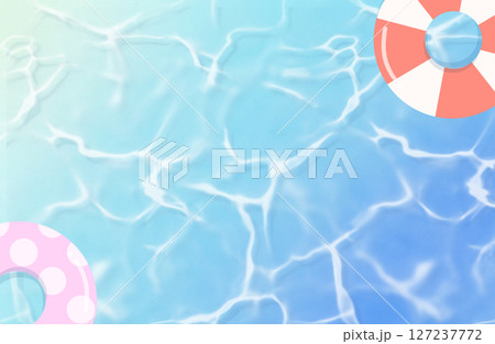 透明な海と浮き輪のイラスト 127237772
