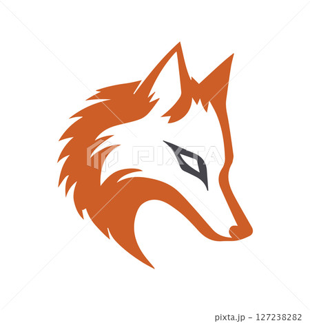 Orange Fox Head Logo Illustration Graphic Design Animal Icon 127238282