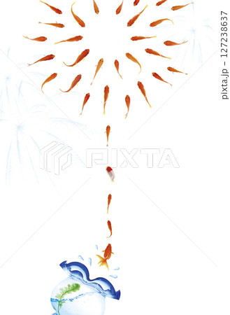 ポストカード 金魚花火 暑中見舞い ポストカード 金魚花火 暑中見舞い 127238637