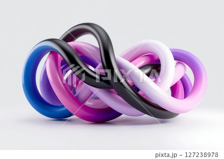 Abstract 3D Rendering of Intertwined Colorful Torus Shapes 127238978