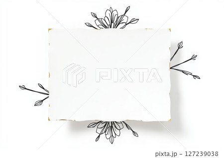 Elegant white paper with floral design and gold edges Elegant white paper with floral design and gold edges 127239038