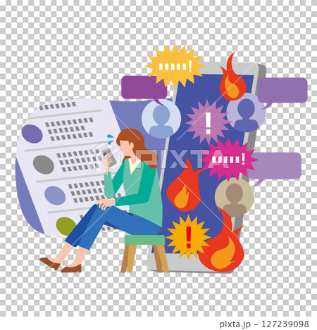 SNSで炎上する女性 127239098