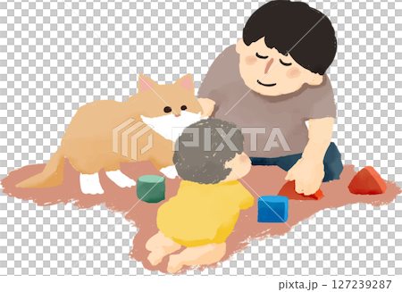 與寵物和家人共度的溫馨時光 127239287