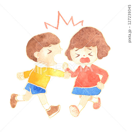 水彩風　ぶつかる子どものイラスト　保育・知育素材 127239345