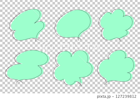 点線で作ったシンプルなかわいい吹き出しセット　緑 127239812
