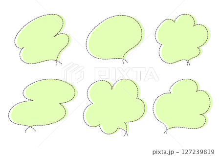 点線で作ったシンプルなかわいい吹き出しセット　緑 127239819