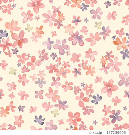水彩画　花柄　背景　パターン 127239906