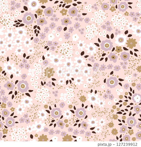 水彩画　花柄　背景　パターン 127239912