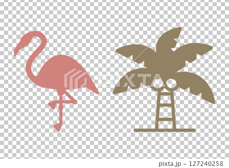 火烈鳥棕櫚樹圖標 127240258