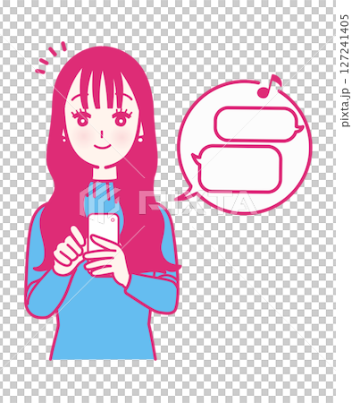 スマホでメッセージを受け取る女性 127241405