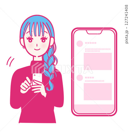 スマホでSNSを見る女性 127241408