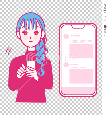 スマホでSNSを見る女性 127241408