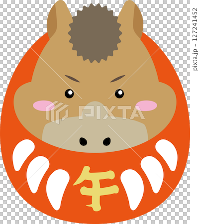 A horse character from the Year of the Horse transforms into a Daruma doll - a lucky New Year's illustration A horse character from the Year of the Horse transforms into a Daruma doll - a lucky New Year's illustration 127241452