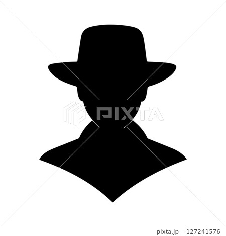 Silhouette Person Wearing Hat 127241576