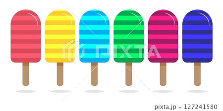 Colorful Striped Popsicles Summer Treat Illustration 127241580