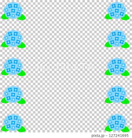 清新的垂直線條框架材料，兩側飾有藍色繡球花 127241695