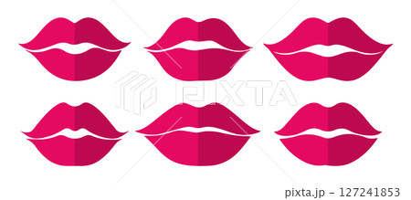 Pink Lips Clipart Six Kissing Lips Graphics for Design 127241853