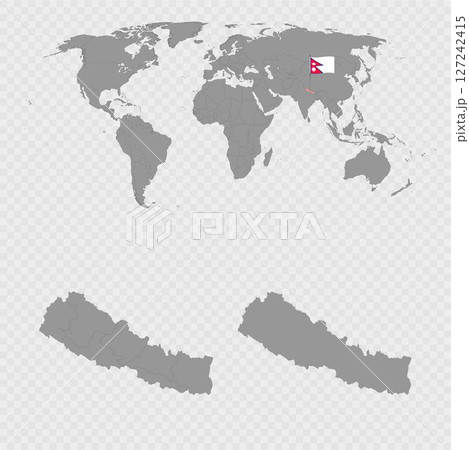 Nepal Map Set with World Location. 127242415