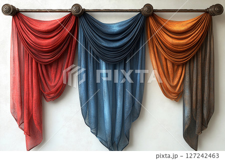 Fabric wall hanging on a white background. Boho-chic style. 127242463
