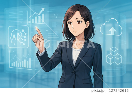 AIやDXを連想させるビジネス背景と人物 127242613