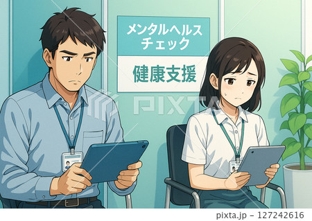 ストレスチェック中の男女（健康管理・メンタル） 127242616