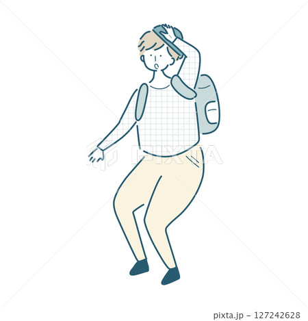 山登りする人のシンプルな線画のベクターイラスト 127242628