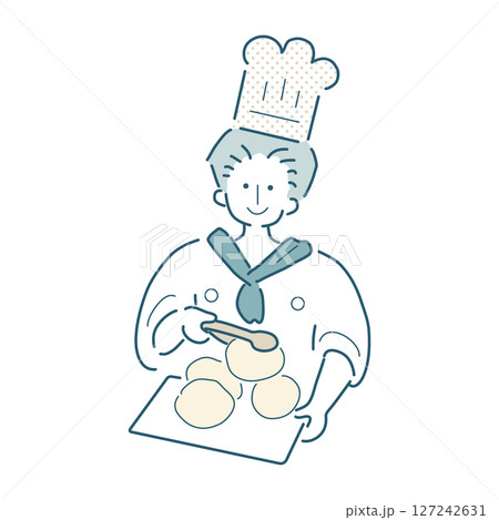 パン屋の人のシンプルな線画のベクターイラスト パン屋の人のシンプルな線画のベクターイラスト 127242631