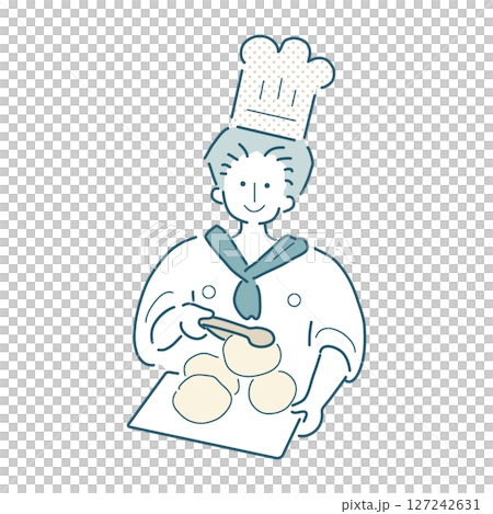 Simple line drawing vector illustration of a baker 127242631
