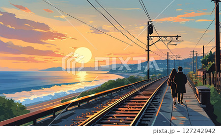 夕日を見ながら 127242942