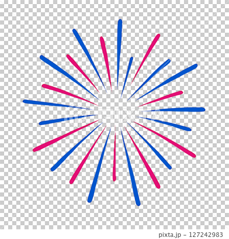 紅色和藍色煙火風格線條/放射狀設計圖案（PNG） 127242983