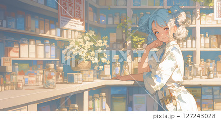 薬剤師の女性。水彩画。イラスト。 127243028