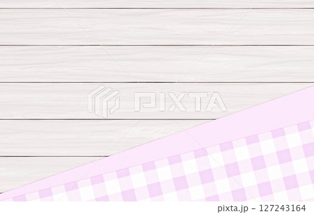 背景素材_木のテーブルと布_紫 127243164