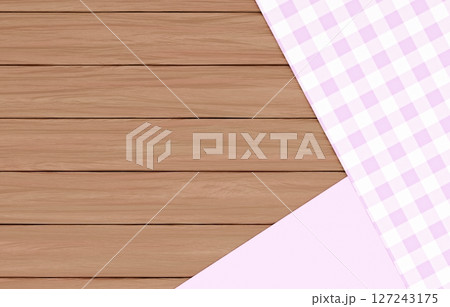 背景素材_木のテーブルと布_紫 127243175